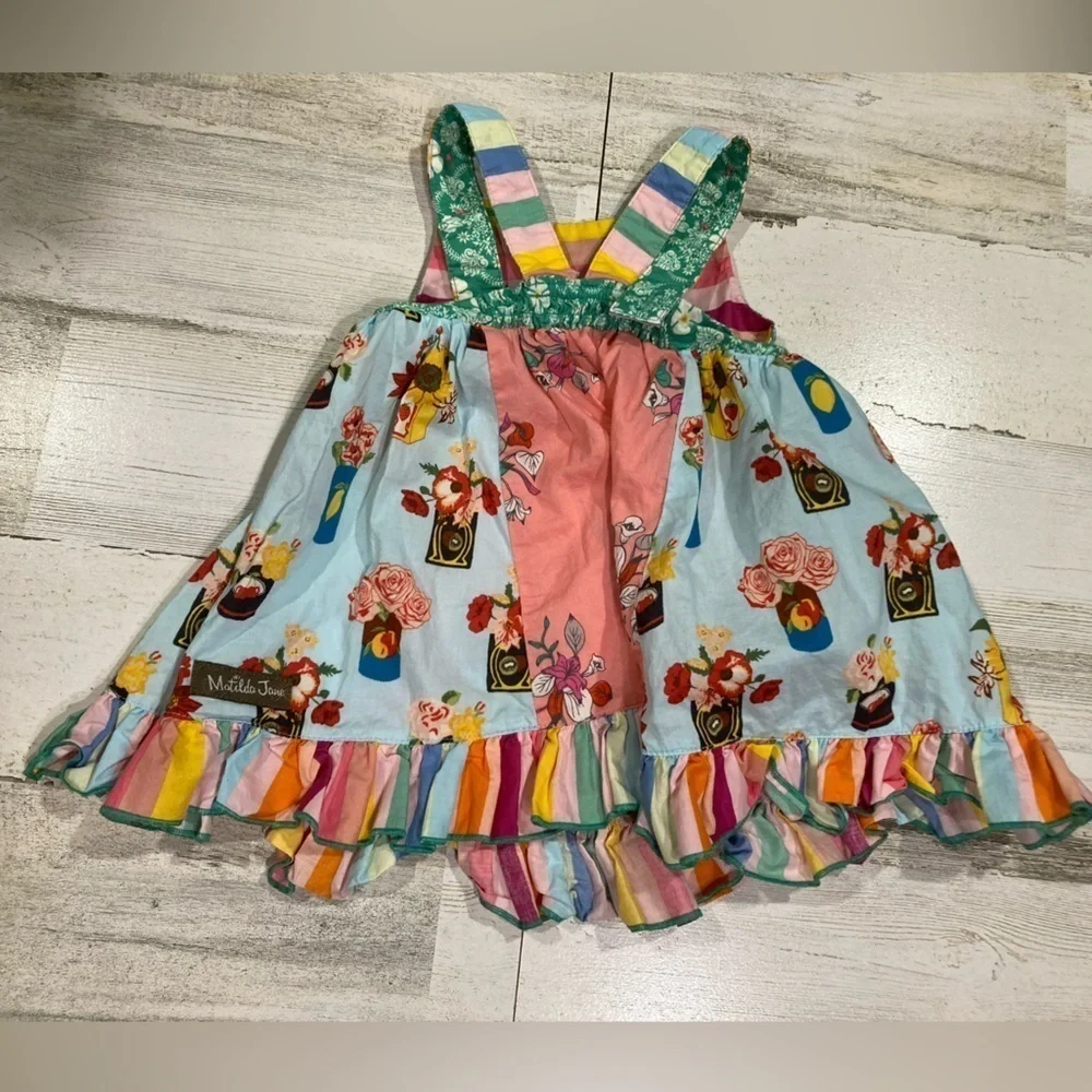 Matilda Jane Pink Blue It's A Tie Dress Girls Brilliant Daydream Multi Print
